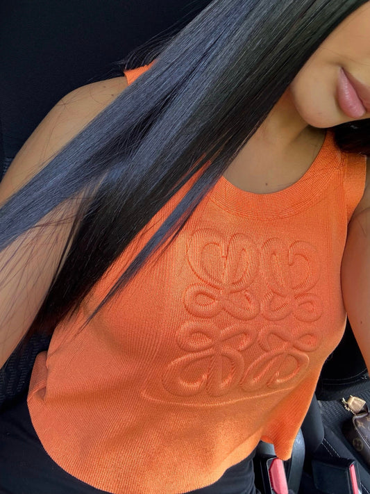 ORANGE CROP TOP WITH LOGO